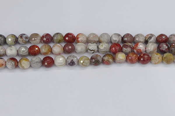 CAG9863 15.5 inches 10mm faceted round Mexican crazy lace agate beads