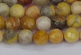 CAG9869 15.5 inches 6mm faceted round yellow crazy lace agate beads