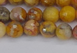 CAG9870 15.5 inches 8mm faceted round yellow crazy lace agate beads