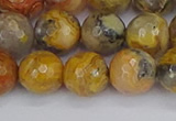 CAG9871 15.5 inches 10mm faceted round yellow crazy lace agate beads