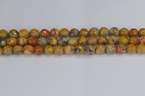 CAG9871 15.5 inches 10mm faceted round yellow crazy lace agate beads