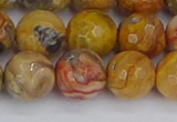 CAG9872 15.5 inches 12mm faceted round yellow crazy lace agate beads