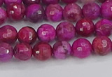 CAG9875 15.5 inches 4mm faceted round fuchsia crazy lace agate beads