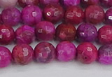 CAG9876 15.5 inches 6mm faceted round fuchsia crazy lace agate beads