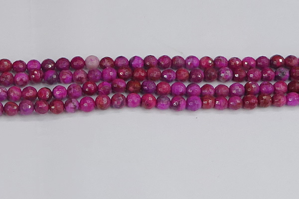 CAG9876 15.5 inches 6mm faceted round fuchsia crazy lace agate beads