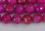 CAG9877 15.5 inches 8mm faceted round fuchsia crazy lace agate beads