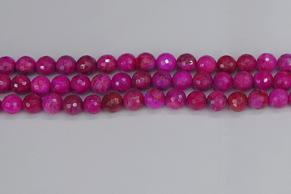 CAG9879 15.5 inches 12mm faceted round fuchsia crazy lace agate beads