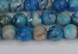 CAG9883 15.5 inches 6mm faceted round blue crazy lace agate beads