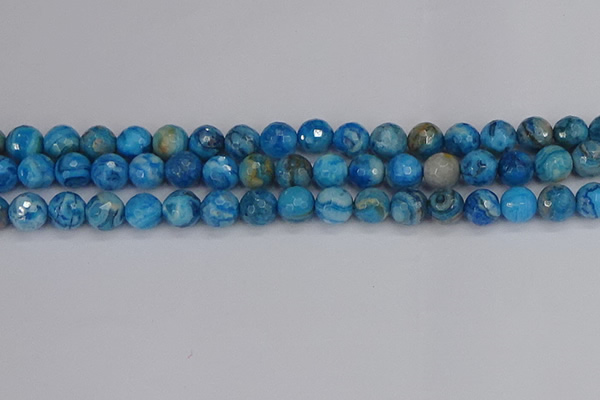 CAG9884 15.5 inches 8mm faceted round blue crazy lace agate beads