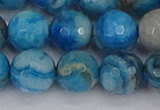 CAG9886 15.5 inches 12mm faceted round blue crazy lace agate beads