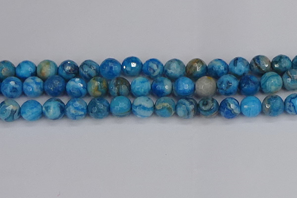 CAG9886 15.5 inches 12mm faceted round blue crazy lace agate beads