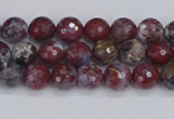 CAG9903 15.5 inches 4mm faceted round red lightning agate beads