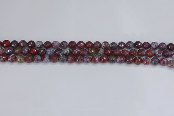 CAG9904 15.5 inches 6mm faceted round red lightning agate beads