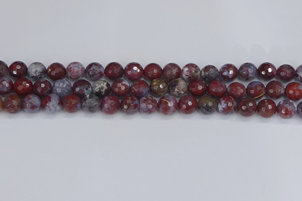 CAG9905 15.5 inches 8mm faceted round red lightning agate beads