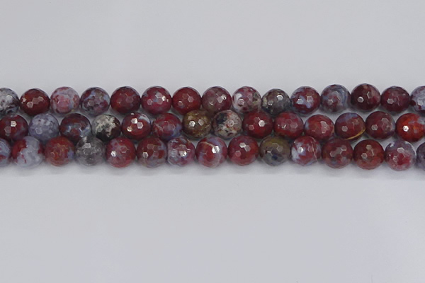 CAG9906 15.5 inches 10mm faceted round red lightning agate beads