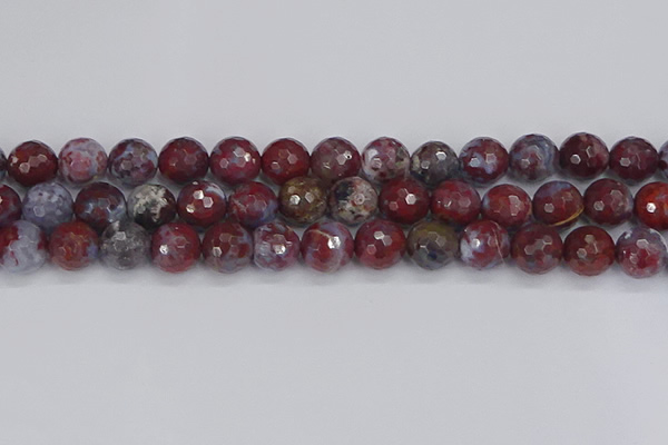 CAG9907 15.5 inches 12mm faceted round red lightning agate beads