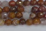 CAG9910 15.5 inches 4mm faceted round red moss agate beads