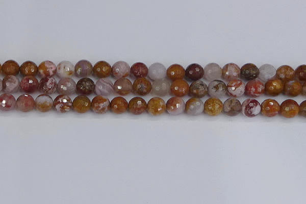 CAG9912 15.5 inches 8mm faceted round red moss agate beads