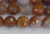 CAG9913 15.5 inches 10mm faceted round red moss agate beads