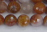 CAG9914 15.5 inches 12mm faceted round red moss agate beads