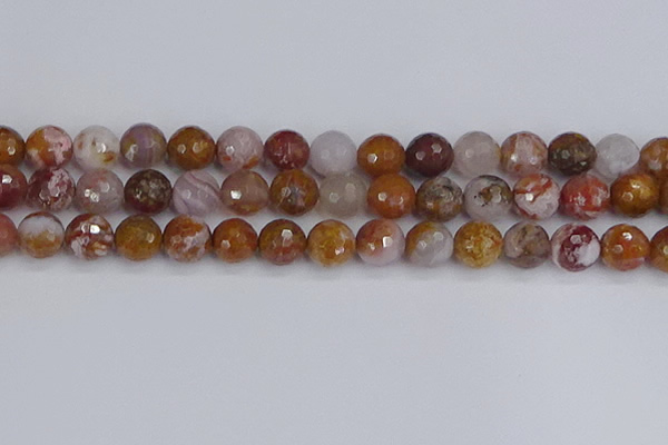 CAG9914 15.5 inches 12mm faceted round red moss agate beads