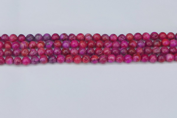 CAG9925 15.5 inches 6mm round fuchsia crazy lace agate beads