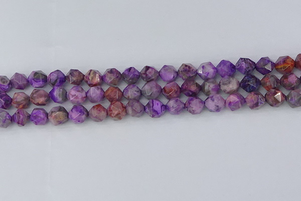 CAG9946 15.5 inches 8mm faceted nuggets purple crazy lace agate beads