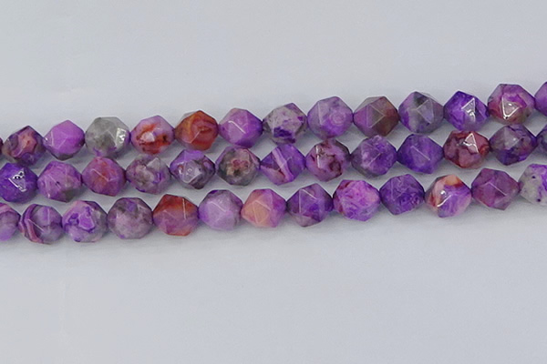 CAG9948 15.5 inches 12mm faceted nuggets purple crazy lace agate beads