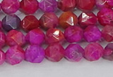 CAG9951 15.5 inches 6mm faceted nuggets fuchsia crazy lace agate beads