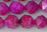 CAG9954 15.5 inches 12mm faceted nuggets fuchsia crazy lace agate beads