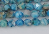 CAG9957 15.5 inches 6mm faceted nuggets blue crazy lace agate beads