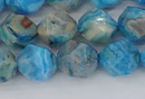 CAG9959 15.5 inches 10mm faceted nuggets blue crazy lace agate beads