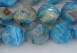 CAG9960 15.5 inches 12mm faceted nuggets blue crazy lace agate beads