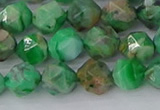 CAG9964 15.5 inches 8mm faceted nuggets green crazy lace agate beads