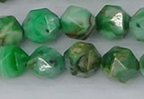 CAG9965 15.5 inches 10mm faceted nuggets green crazy lace agate beads