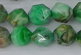 CAG9966 15.5 inches 12mm faceted nuggets green crazy lace agate beads