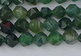 CAG9969 15.5 inches 6mm faceted nuggets moss agate beads