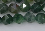 CAG9970 15.5 inches 8mm faceted nuggets moss agate beads