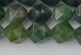 CAG9971 15.5 inches 10mm faceted nuggets moss agate beads