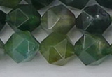 CAG9972 15.5 inches 12mm faceted nuggets moss agate beads