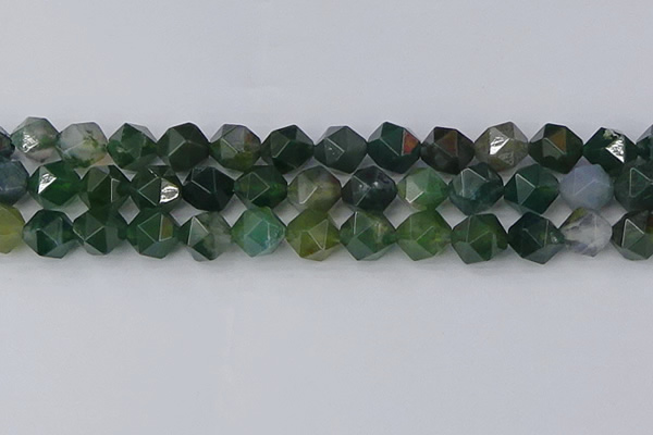 CAG9972 15.5 inches 12mm faceted nuggets moss agate beads