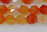 CAG9976 15.5 inches 8mm faceted nuggets red agate beads