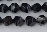 CAG9982 15.5 inches 8mm faceted nuggets black line agate beads