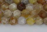 CAG9993 15.5 inches 6mm faceted nuggets ocean fossil agate beads