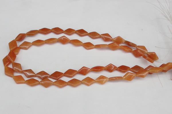 CAJ153 15.5 inches 10*15mm rhombic red aventurine jade beads