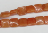 CAJ154 15.5 inches 10*10mm square red aventurine jade beads