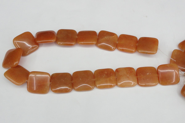 CAJ157 15.5 inches 25*25mm square red aventurine jade beads