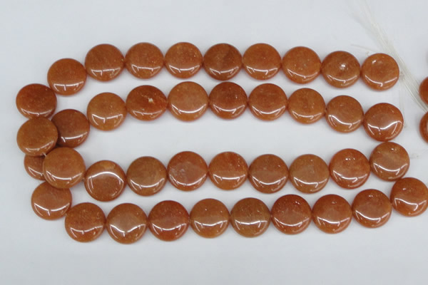 CAJ166 15.5 inches 20mm flat round red aventurine jade beads