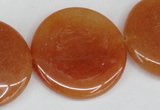 CAJ168 15.5 inches 30mm flat round red aventurine jade beads