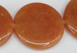 CAJ169 15.5 inches 35mm flat round red aventurine jade beads